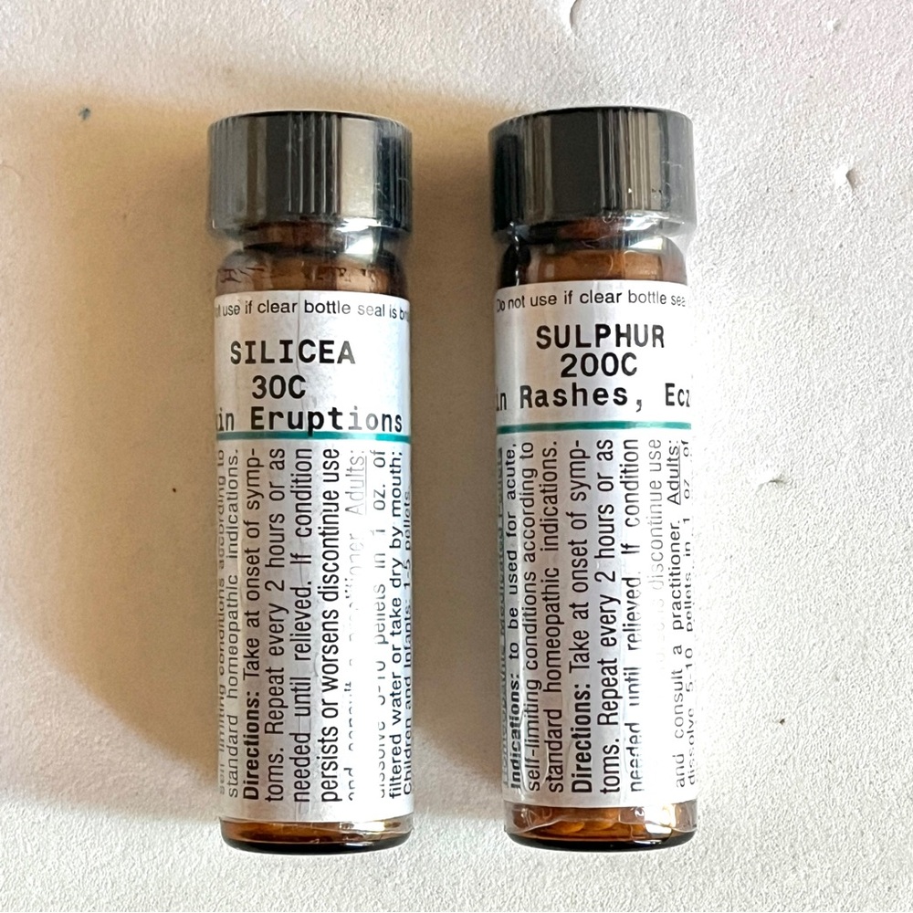 Silicea 30c and Sulphur 200c Homeopathic Remedies- Sealed NWT
